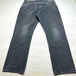 Lucky Brand Jeans Mens 38X32 Black Washed 410 Athletic Fit Tapered Stretch Denim